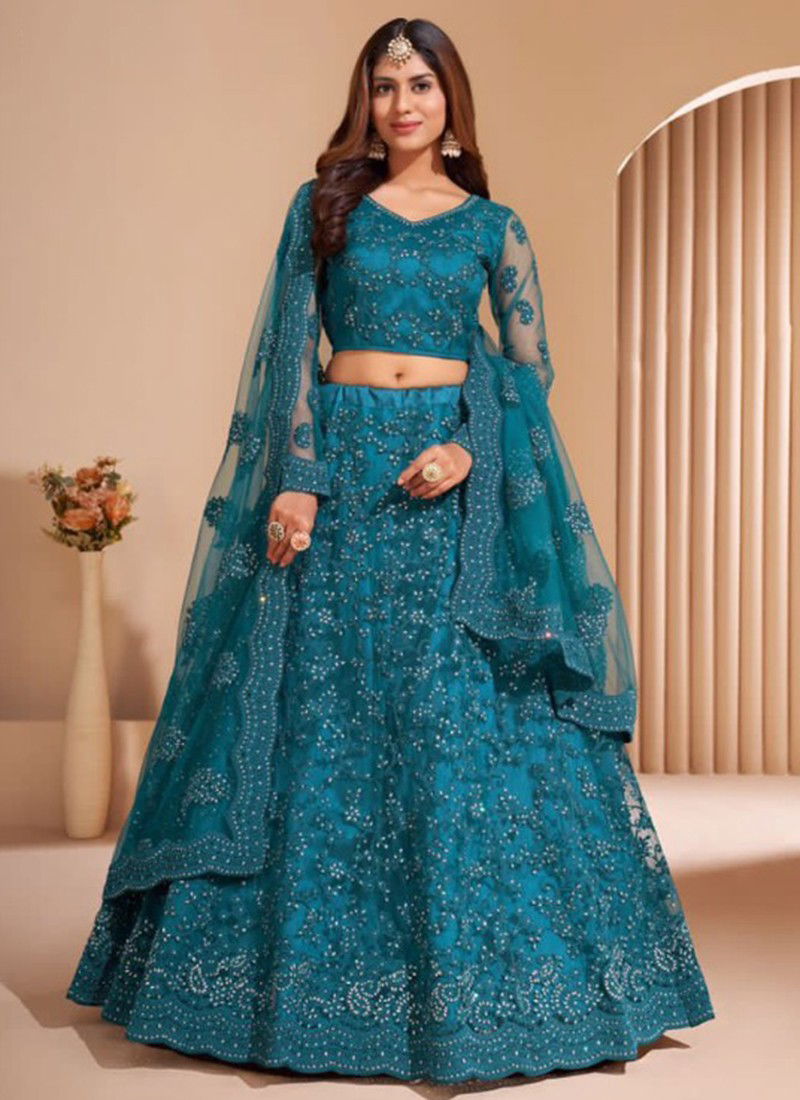 Blue Colour Bridal Heritage Colour Splash Alizeh New Latest Designer Wear Net Lehenga Choli Collection 1001 F